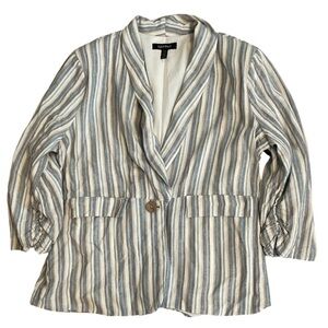 Ellen Tracy Blue and White Striped Blazer
